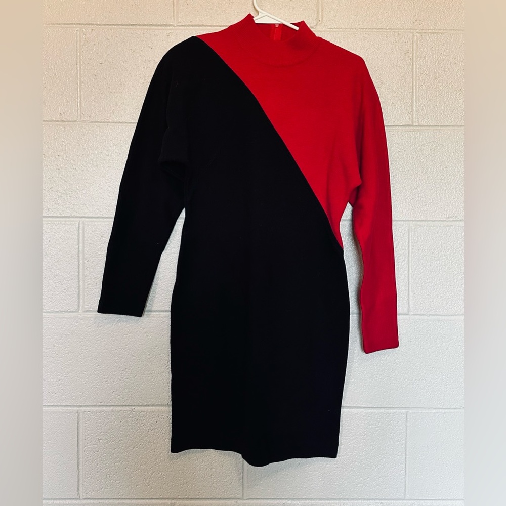 Black and Red 80s Dress